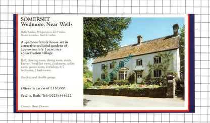 Wedmore Somerset / Great Braxted Essex House Sale Advert -c.1990 Clipping