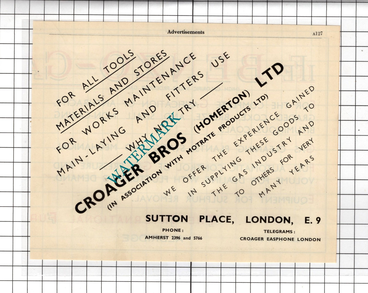 Croager Bros Homerton Ltd Sutton Place London - 1951 Advert