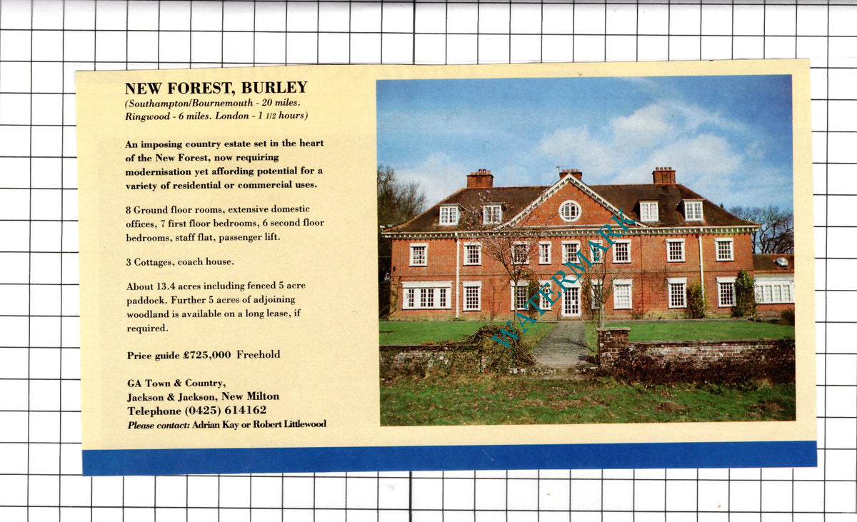 Burley New Forest House Sale Advert - c.1991 Cutting / Print