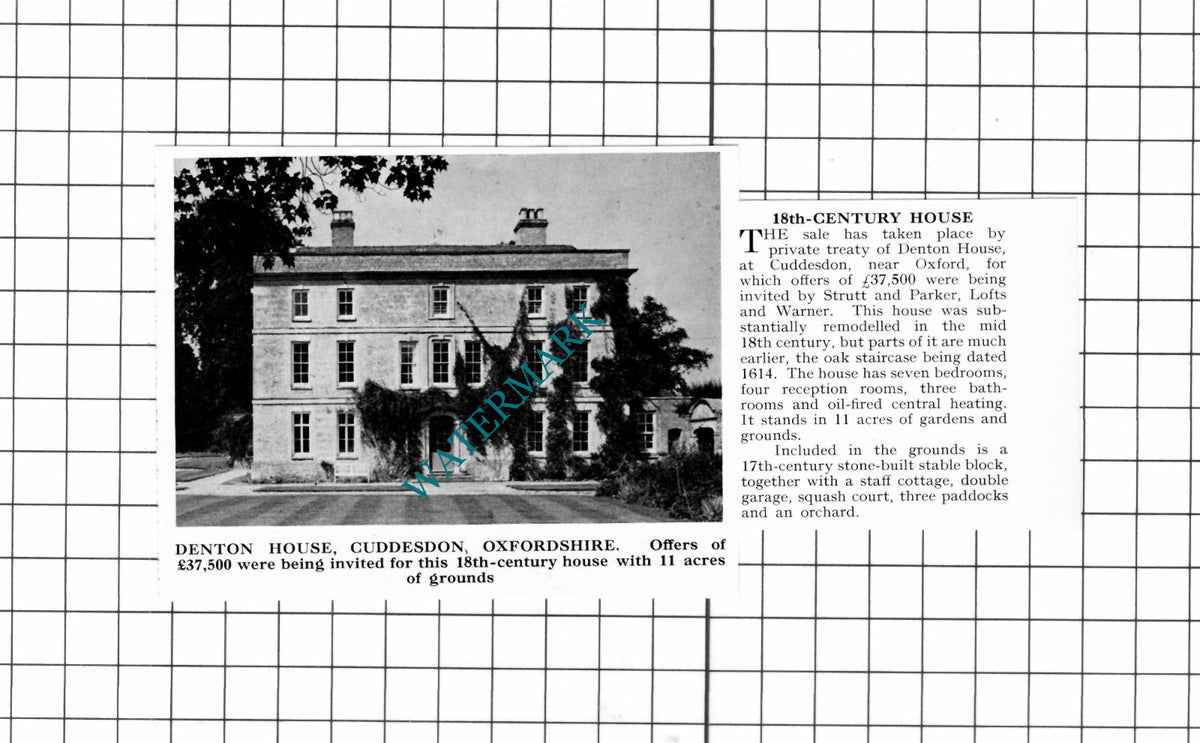 Denton House Cuddesdon Oxfordshire - 1967 Clipping