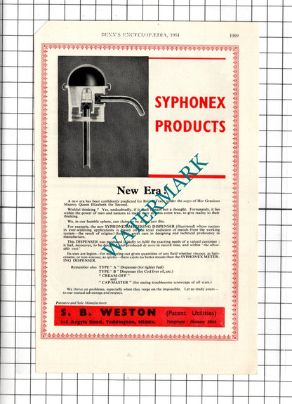S B Weston Teddington / James Eastwood Leeds / H Stanley Bleyer Ltd- 1954 Advert
