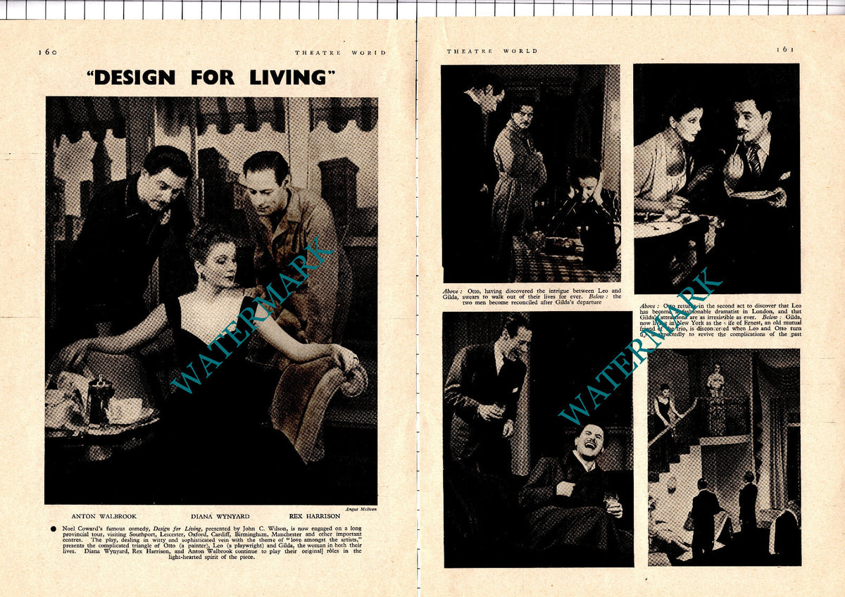 Design For Living Walbrook Diana Wynyard Rex Harrison   - 1939 Article / Print