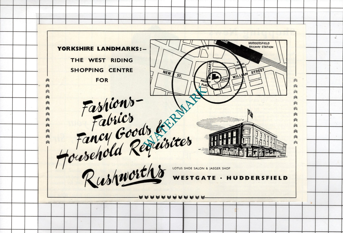 Rushworths Huddersfield  Advert - 1956  Clipping