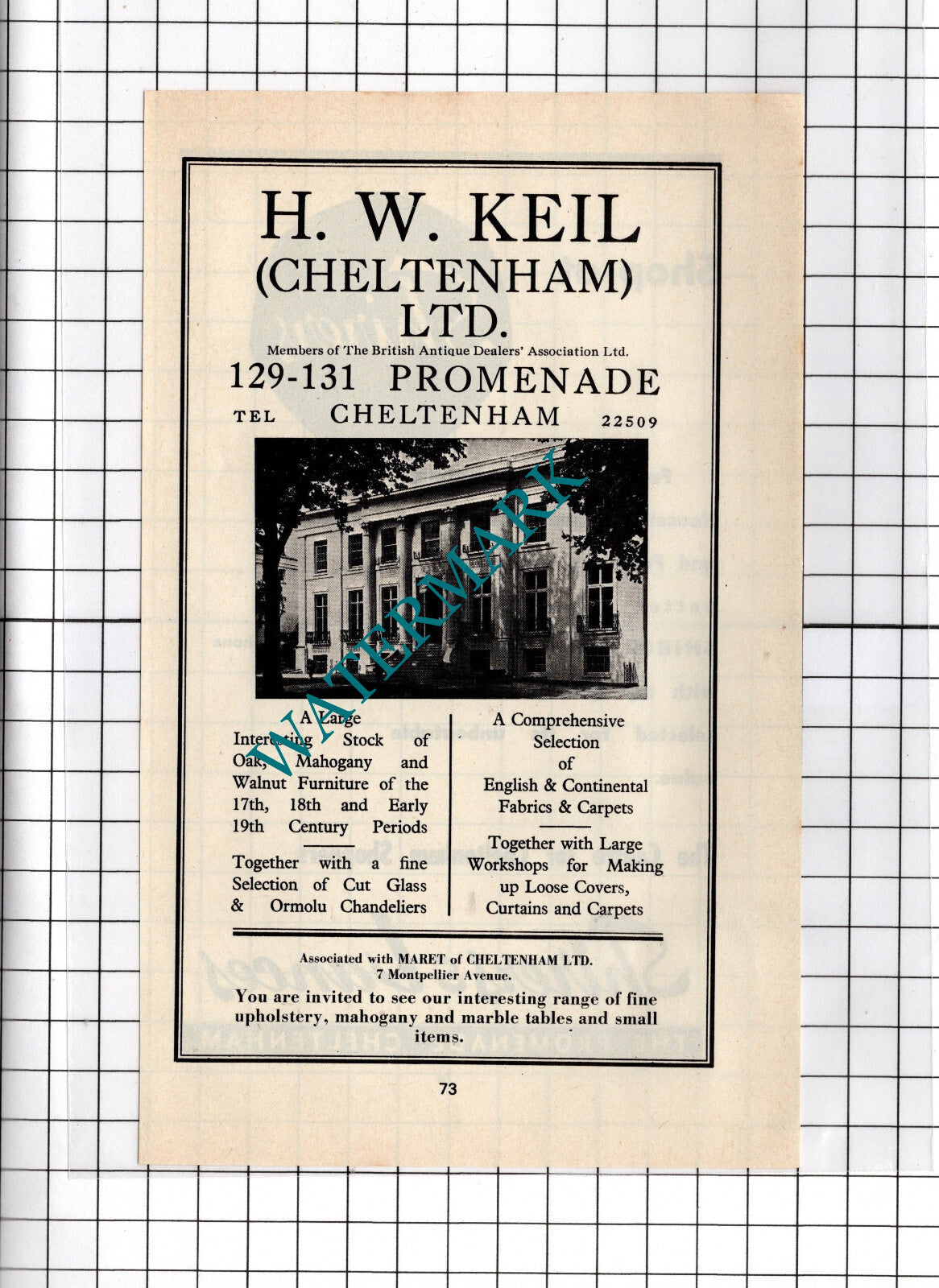 H W Keil Cheltenham Ltd / Shirers & Lances Cheltenham -  1970's Advert