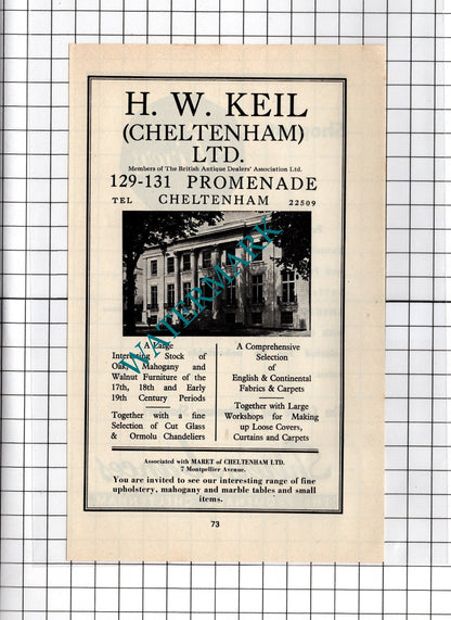 H W Keil Cheltenham Ltd / Shirers & Lances Cheltenham -  1970's Advert