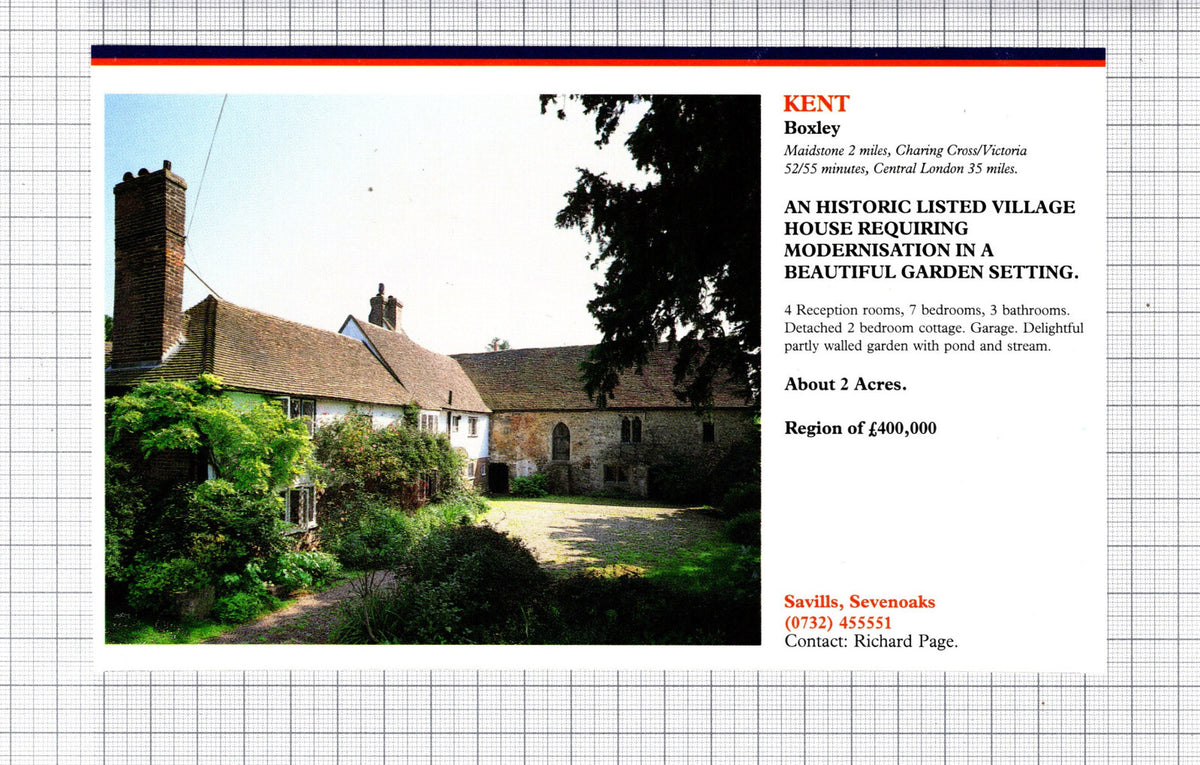 Boxley Kent House Sale Advert -  1991 Cutting