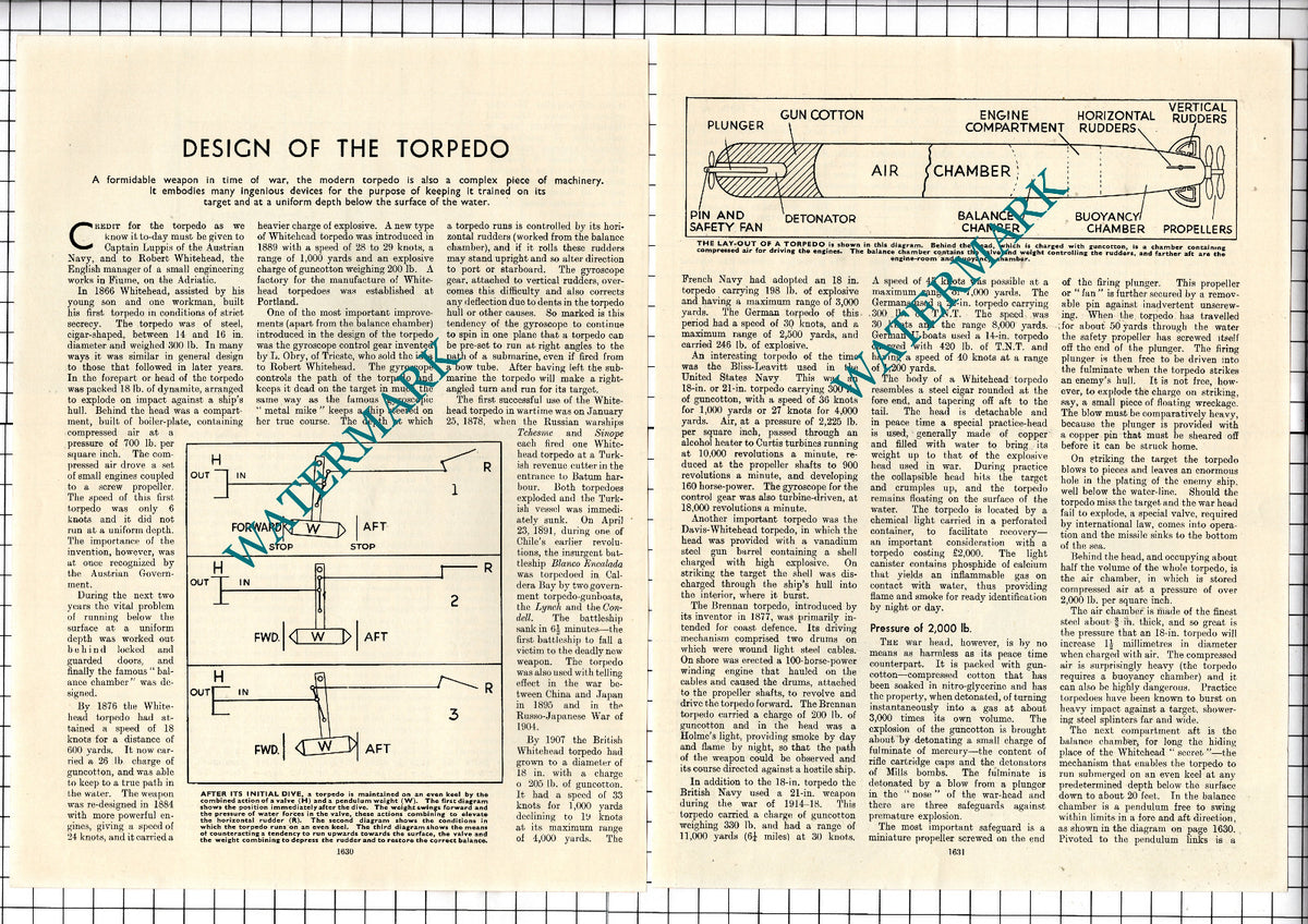 Design Of The Torpedo  - c.1940's Article
