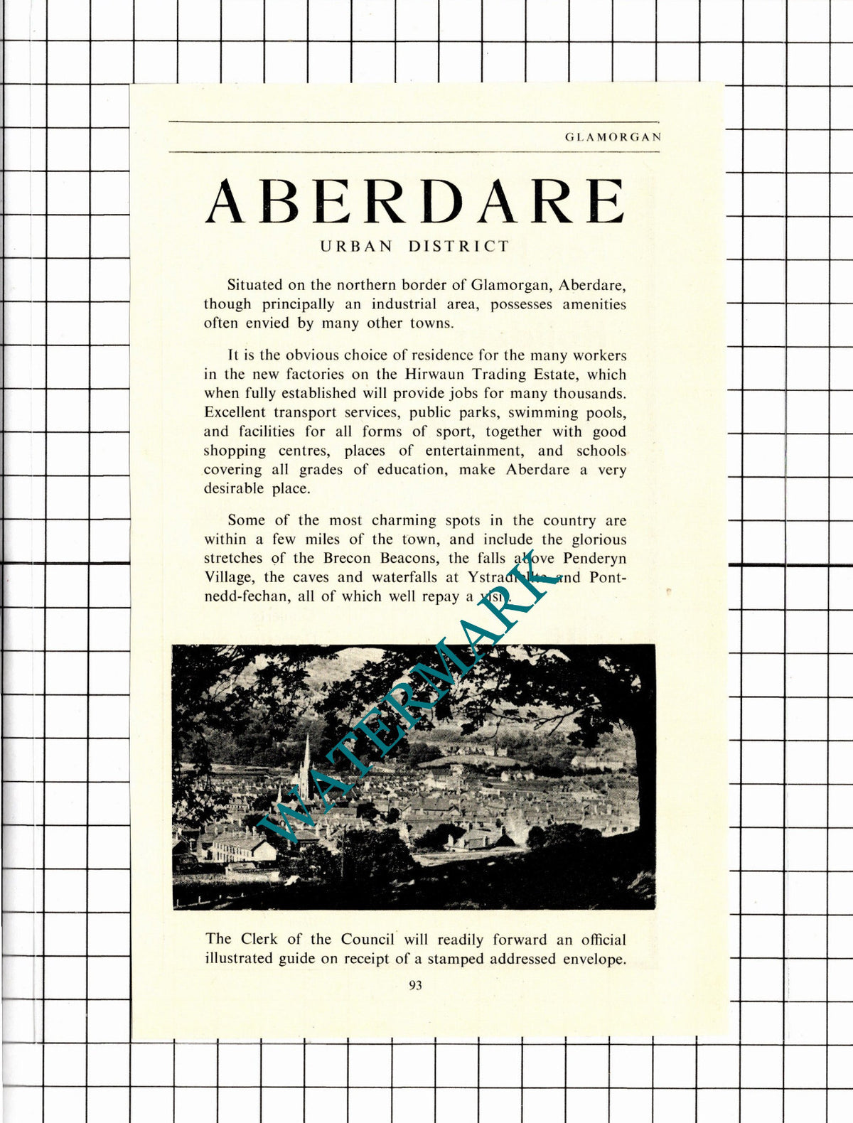 Aberdare Tourism Advert - 1953 Clipping