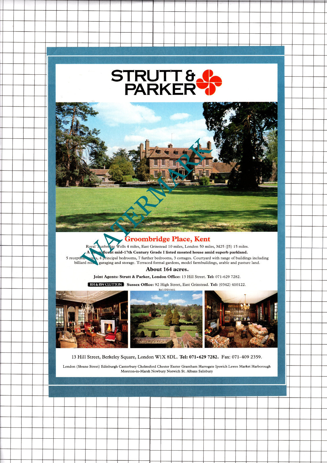 Groombridge Place Kent / Brimpton Berkshire  - 1991 House Sale Advert