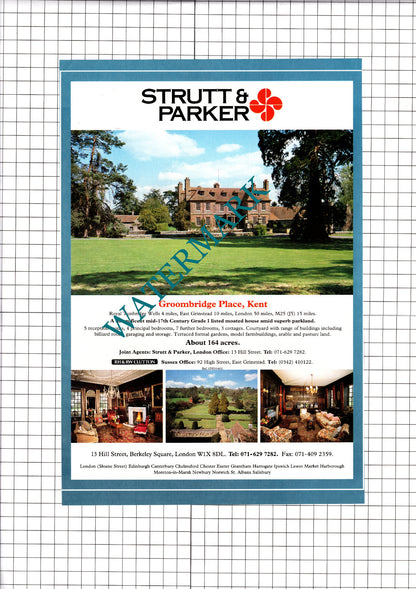 Groombridge Place Kent / Brimpton Berkshire  - 1991 House Sale Advert