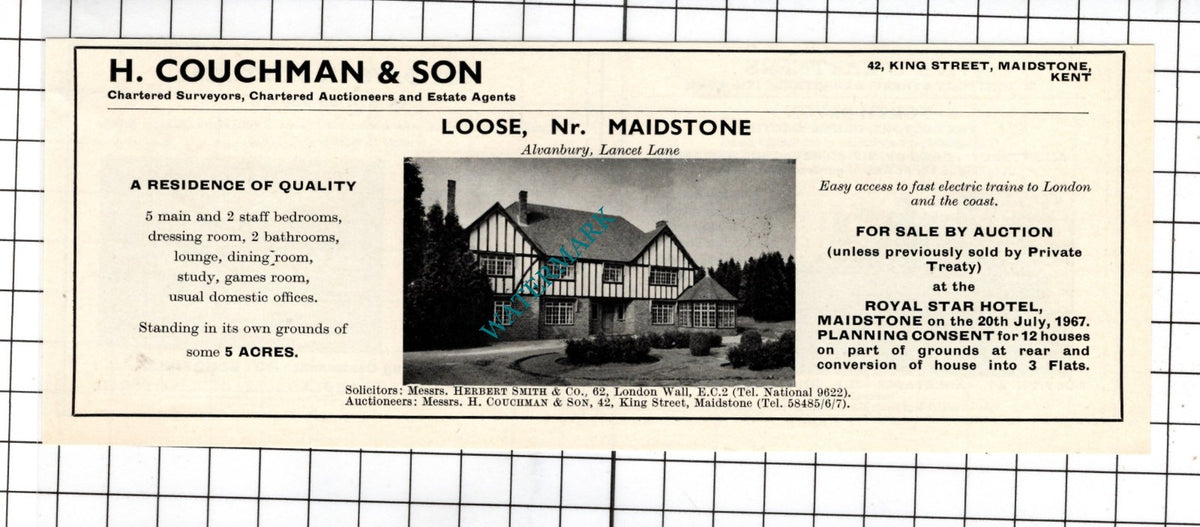 Alvanbury Lancet Lane Loose Maidstone Kent  - 1967 Small House  Advert