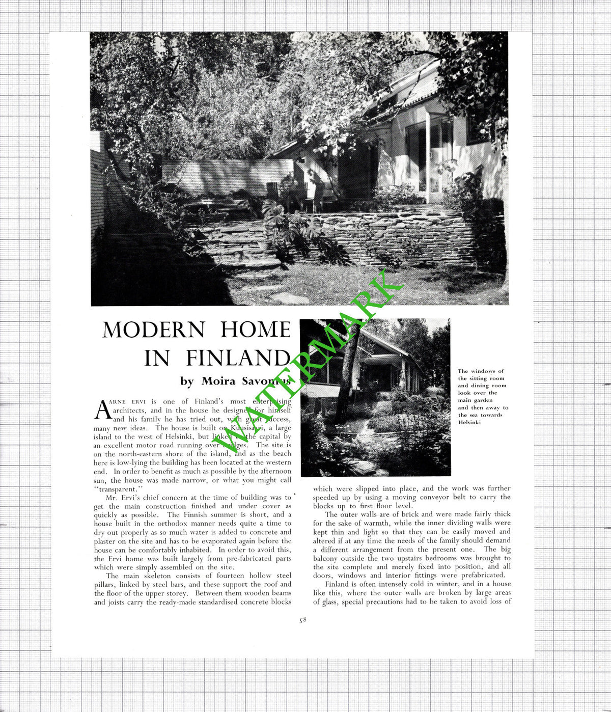 Aarne Ervi Architect Kuusisaari Finland - c.1956 Article
