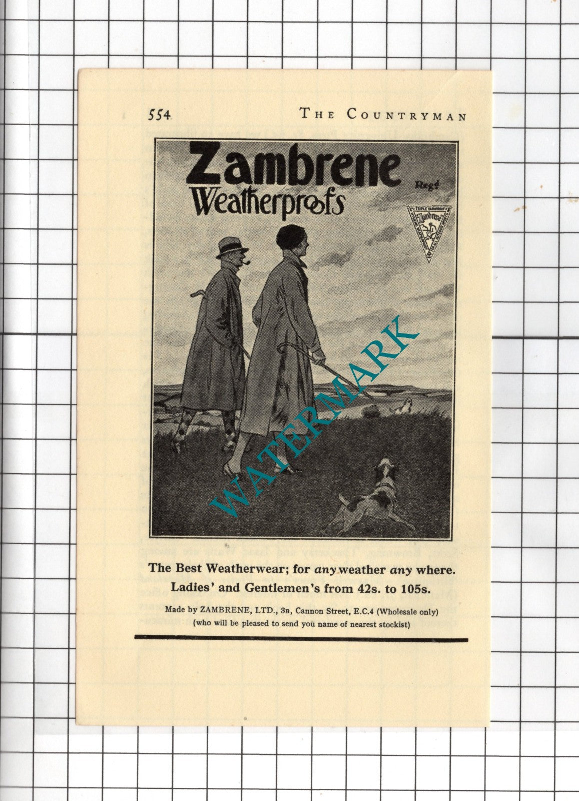 Zambrene Ltd London  - 1935 Small Advert