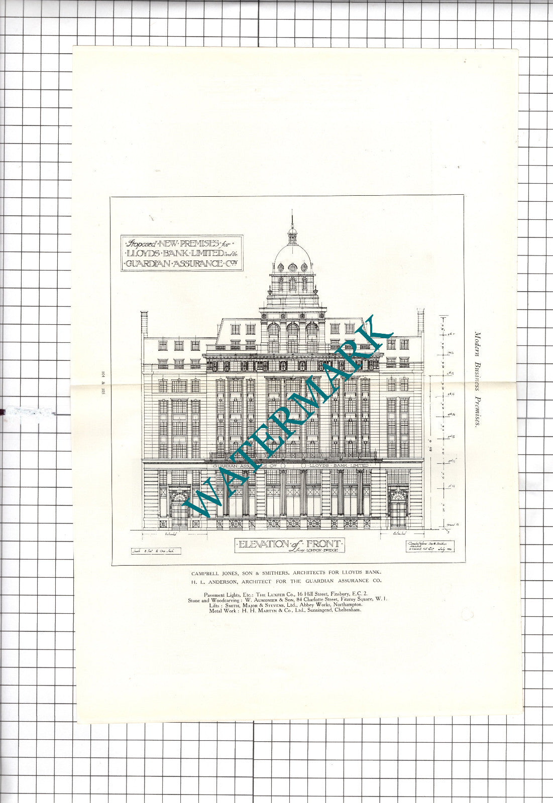 Lloyds Bank King William Street London EC Guardian Assurance c.1920s Book Prints