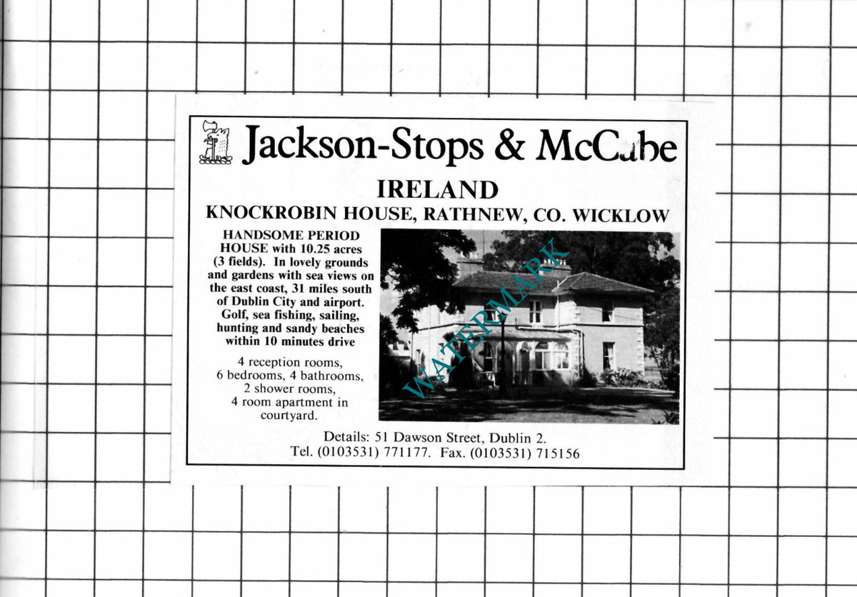 Knockrobin House Rathnew Wicklow Ireland SMALL House Sale Advert - c.1991