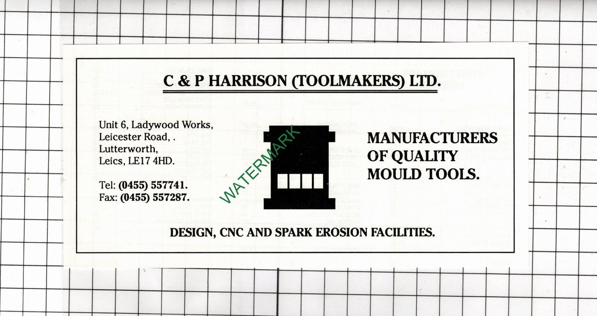 C & P Harrison Toolmakers Ltd Lutterworth Leicestershire - 1990 Small Advert