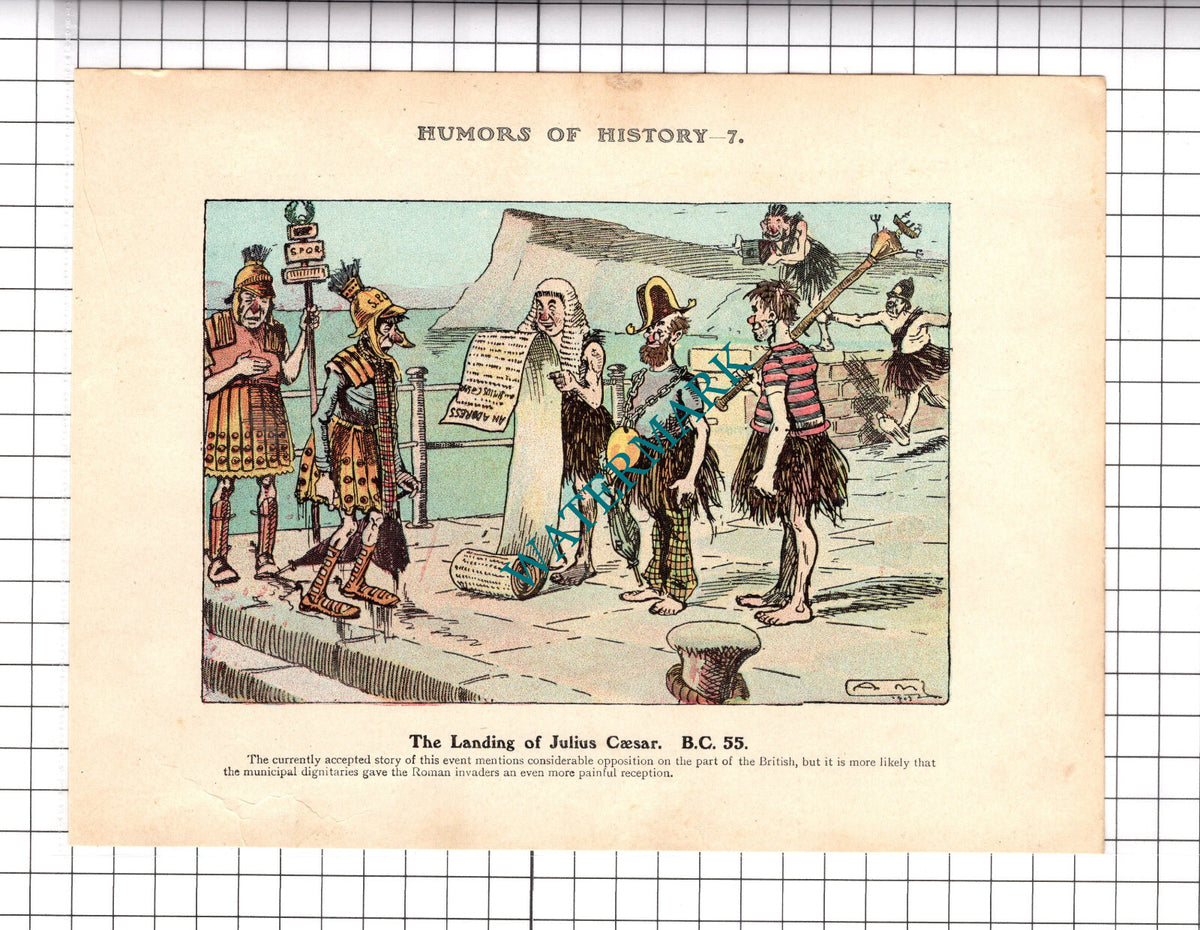 Julius Caesar Landing / Hadrian's Wall  - c.1921 Book Print