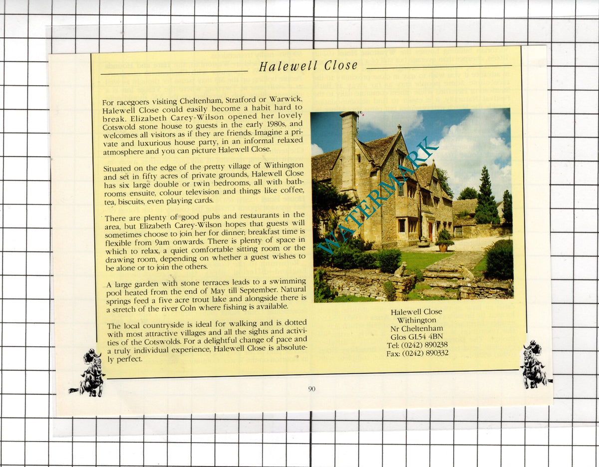 Halewell Close Withington Gloucestershire  Elizabeth Carey-Wilson - 1995 Advert