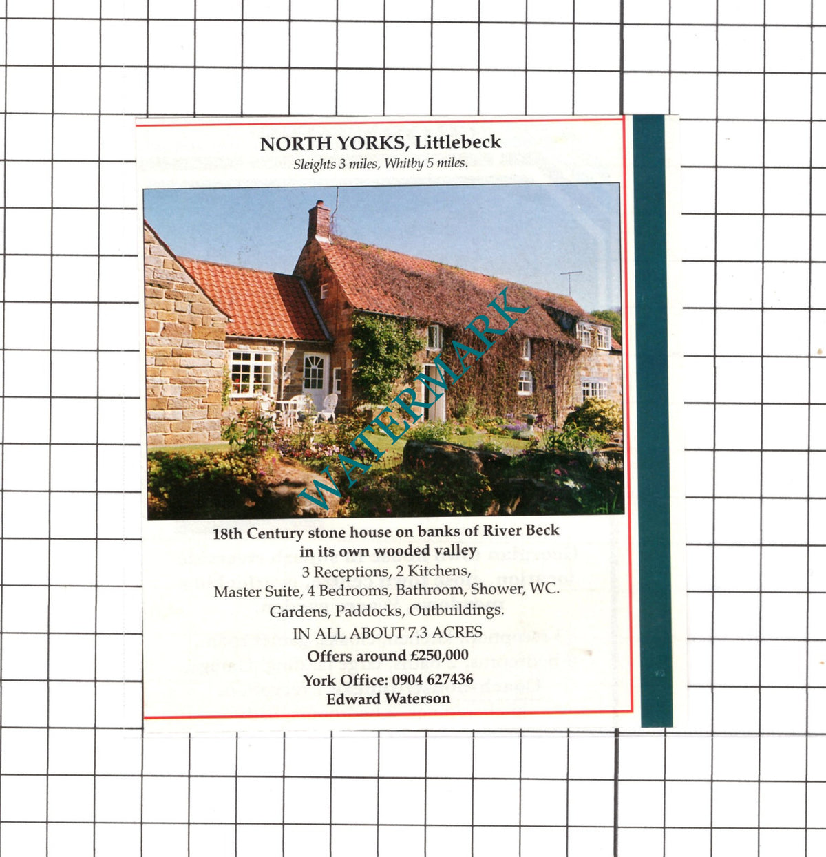Littlebeck North Yorkshire  House Sale Advert -   1991 Clipping