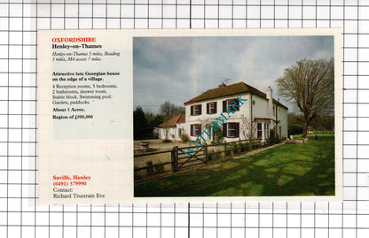 Henley On Thames Oxfordshire / Rockbourne Hampshire  - 1991 House Sale Advert