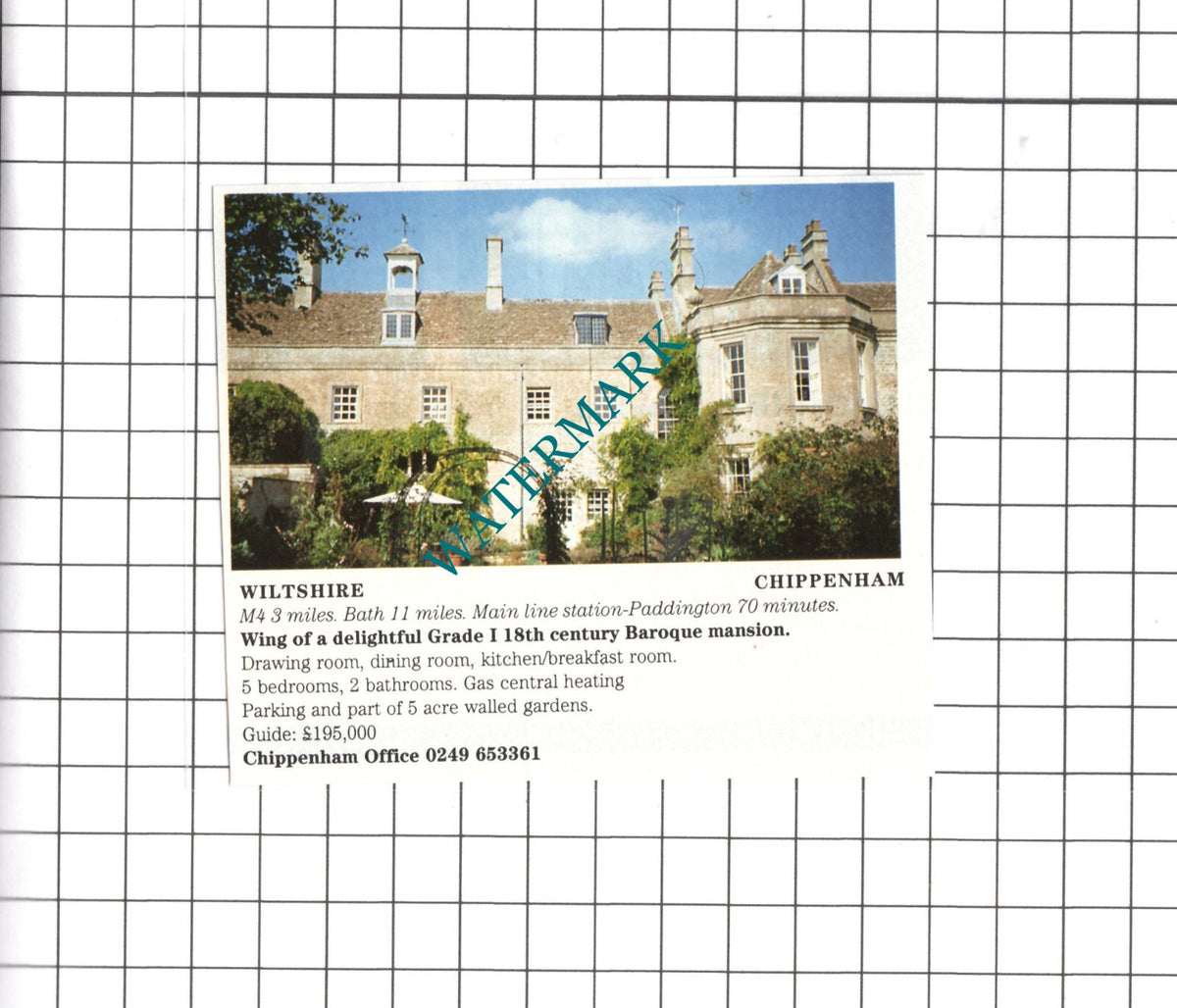 Chippenham Wiltshire Small House Sale Advert -  1991 Clipping