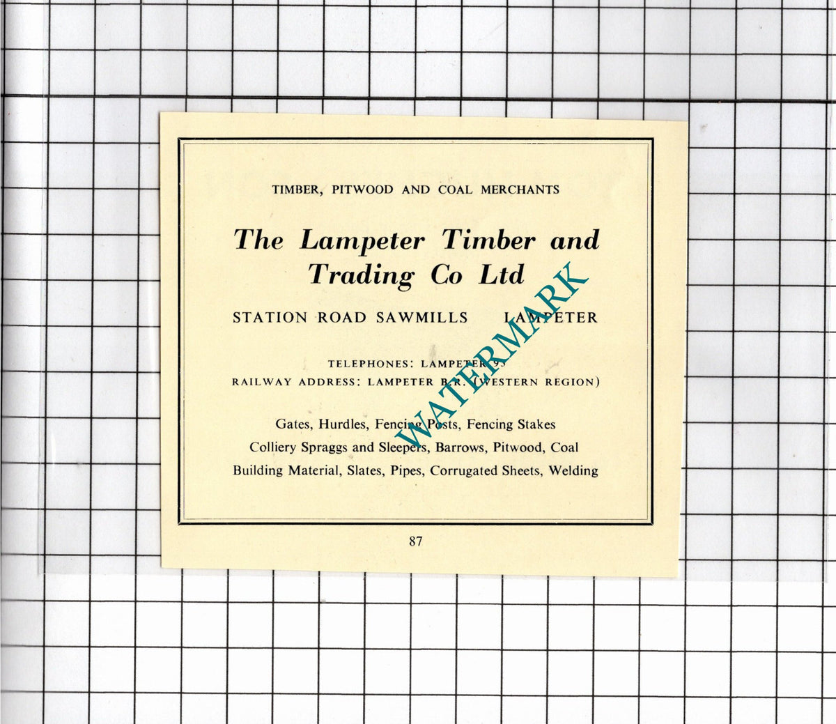Tom Hughes & Son Butchers Lampeter Timber and Trading Wales  -1957 Small Advert