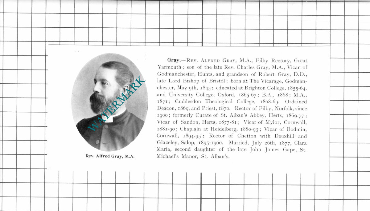 Rev Alfred Gray Filby Rectory / Rev William Hamilton Cromer  -1911 Clipping