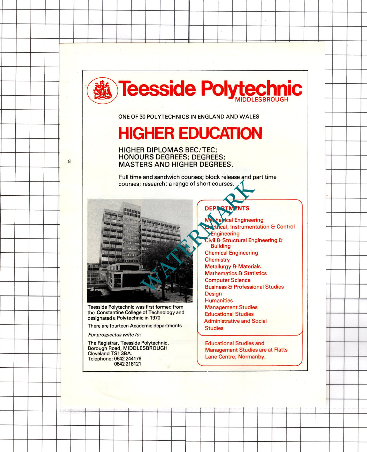 Lithgow Sons Estate Agents Middlesbrough / Teesside Polytechnic - c.1980 Advert