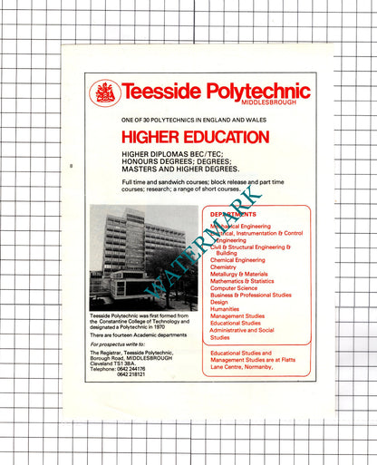 Lithgow Sons Estate Agents Middlesbrough / Teesside Polytechnic - c.1980 Advert