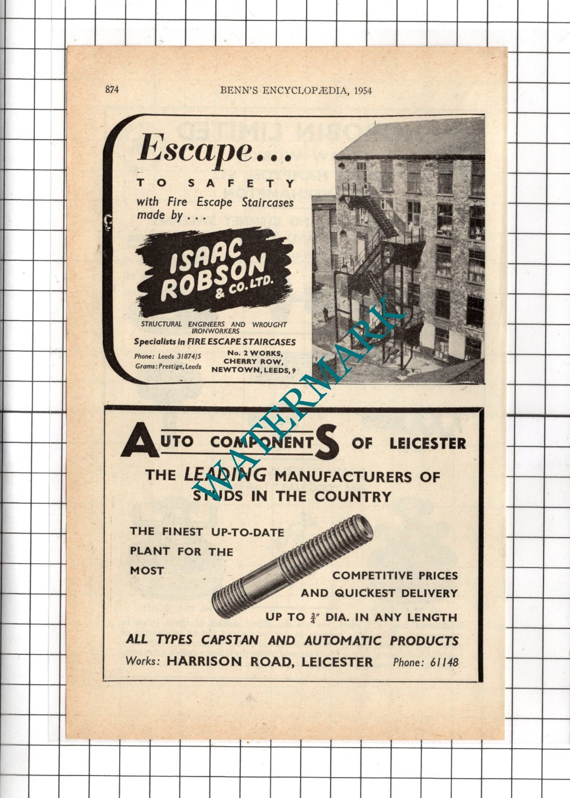 Horobin Ltd Wolverhampton / Isaac Robson & Co Newton Leeds  - 1954 Advert
