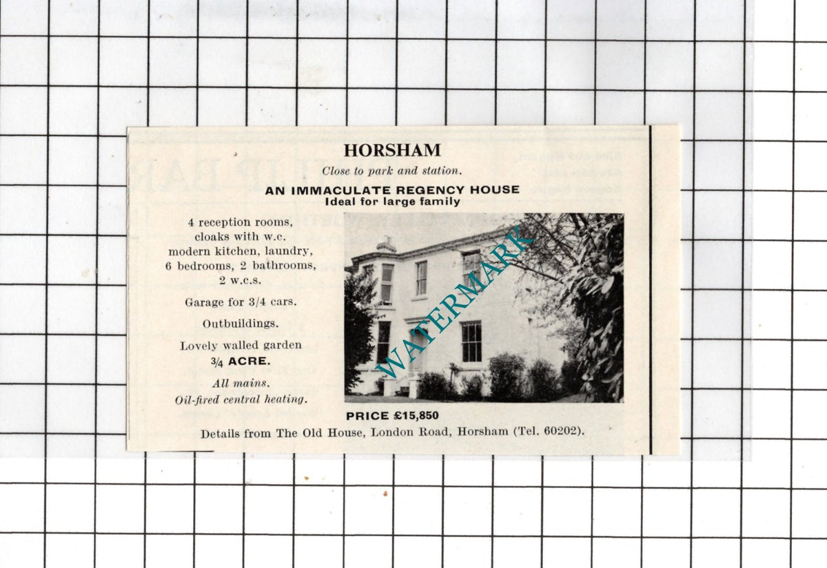 Horsham Sussex Small House Sale Advert - 1967