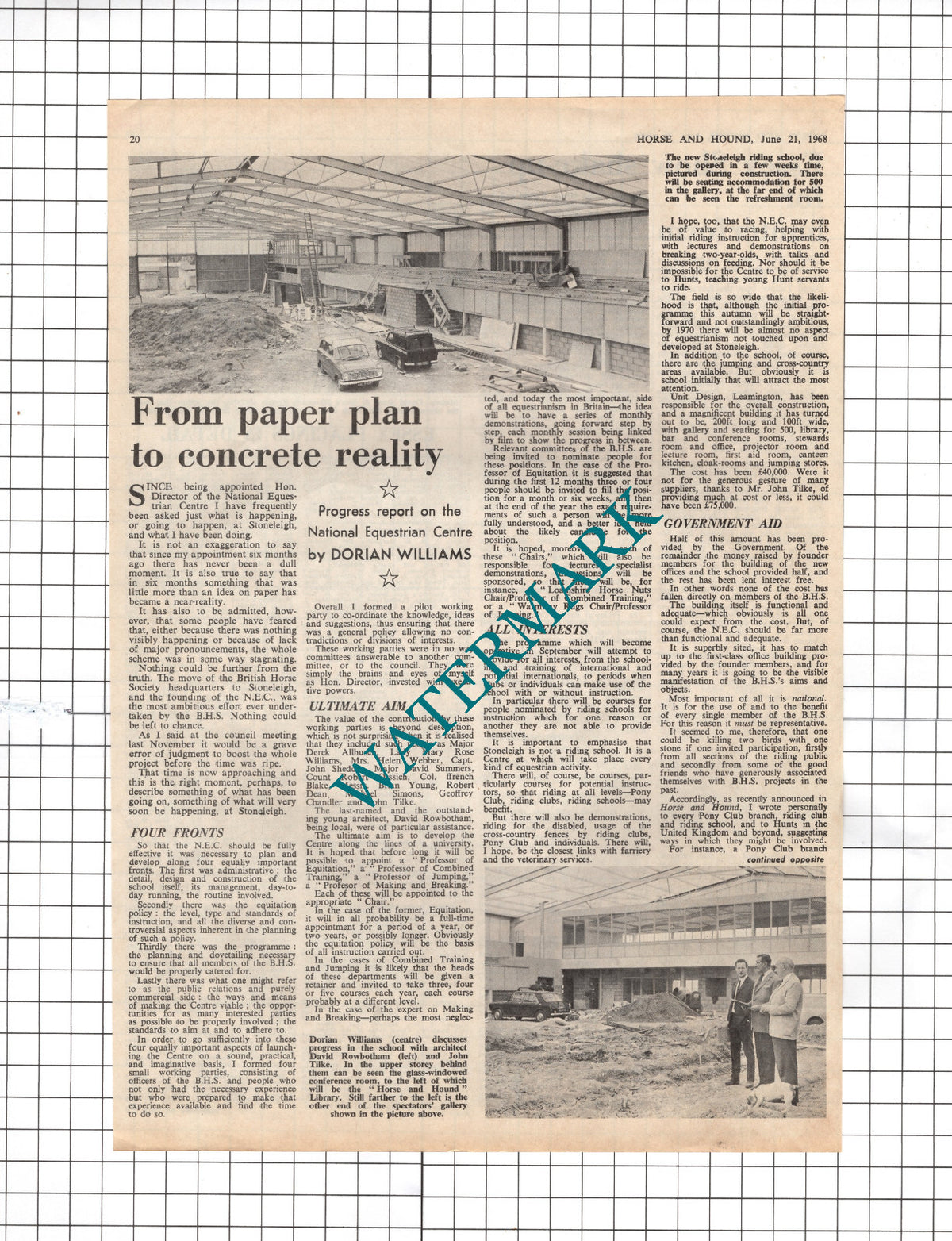 Stoneleigh Riding Club David Rowbotham John Tilke - 1968 Two-Part Cutting