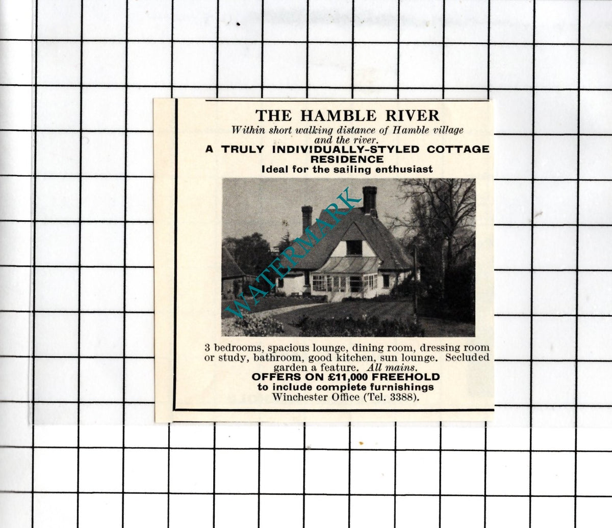 Hamble Hampshire - 1967 SMALL House Sale Advert