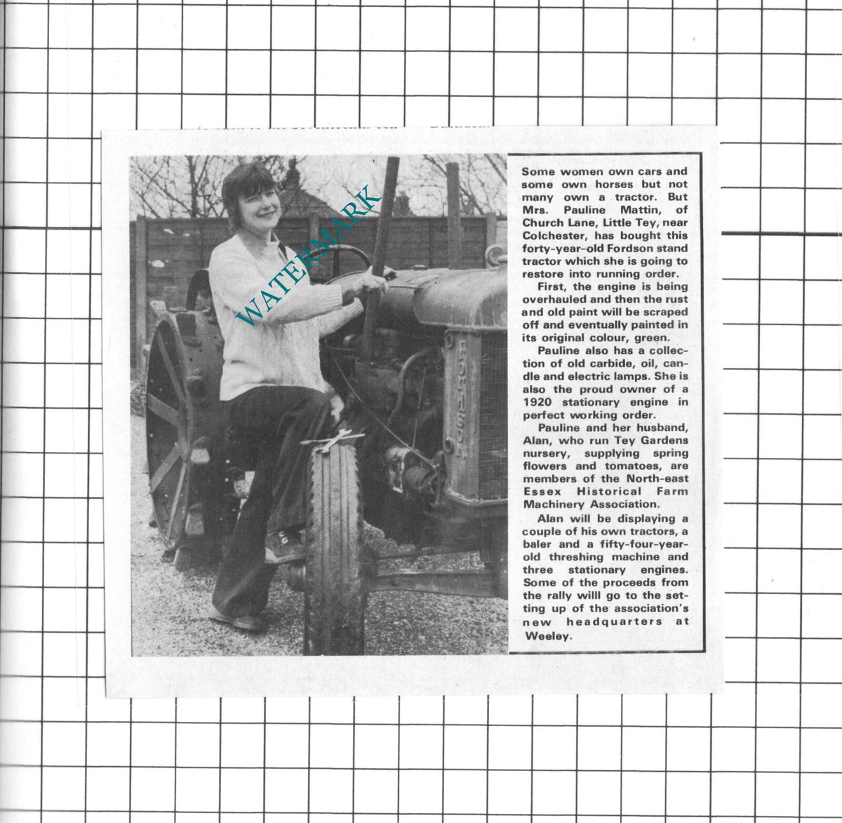 Mrs Pauline Mattin Little Tey Essex  -  1978 Small Clipping