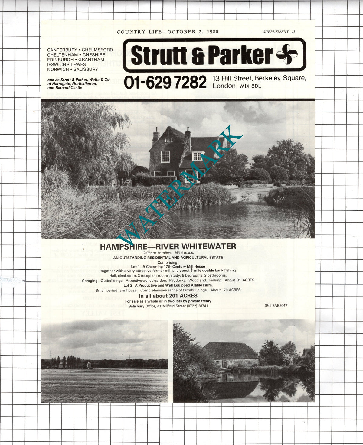 Odiham Hampshire Mill House Sale Advert - 1980 Clipping