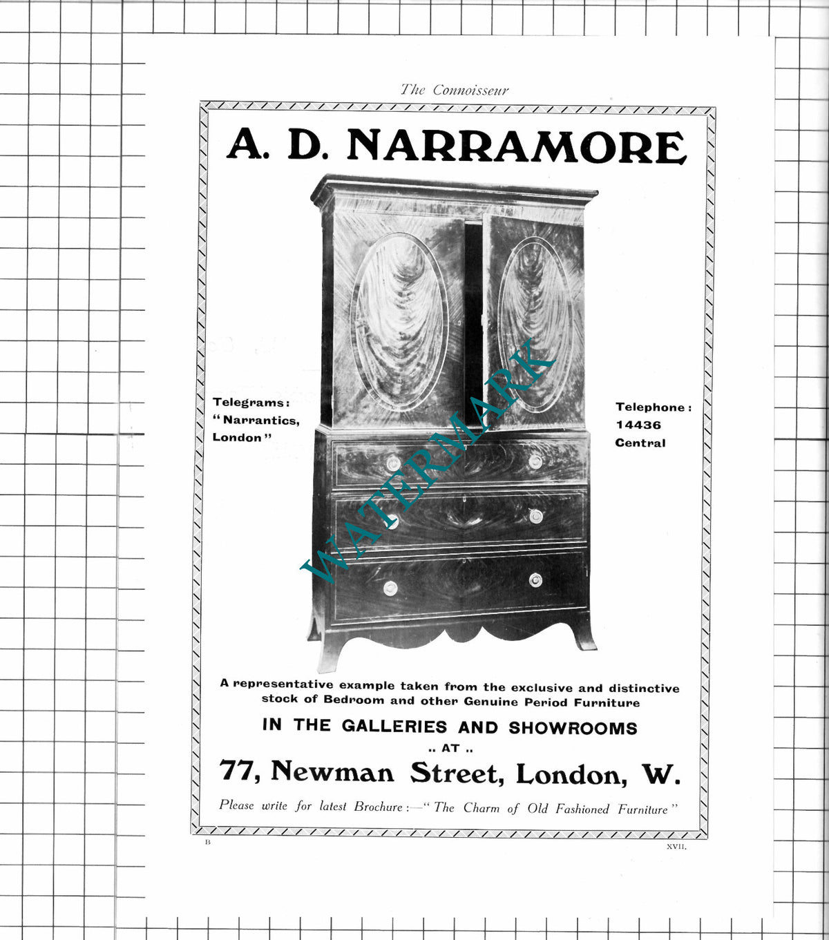 A D Narramore Newman Street London - 1910 Advert