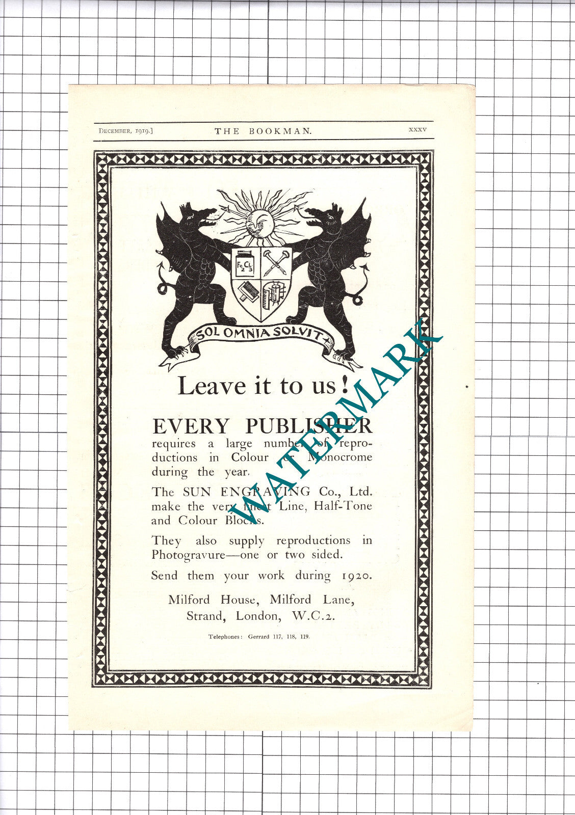 The Sun Engraving Company Ltd London ADVERT - 1919 Clipping / Print