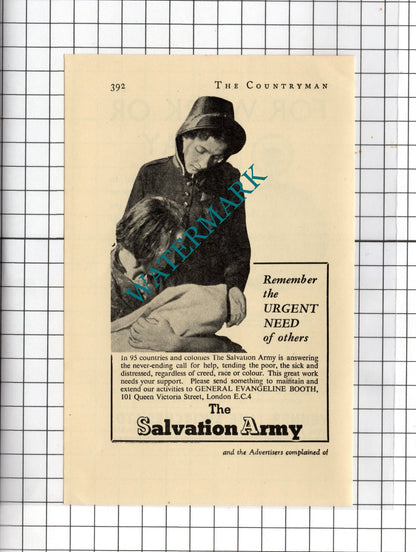 Salvation Army Evangeline Booth   / Venner Time Switches Ltd Malden  1938 Advert