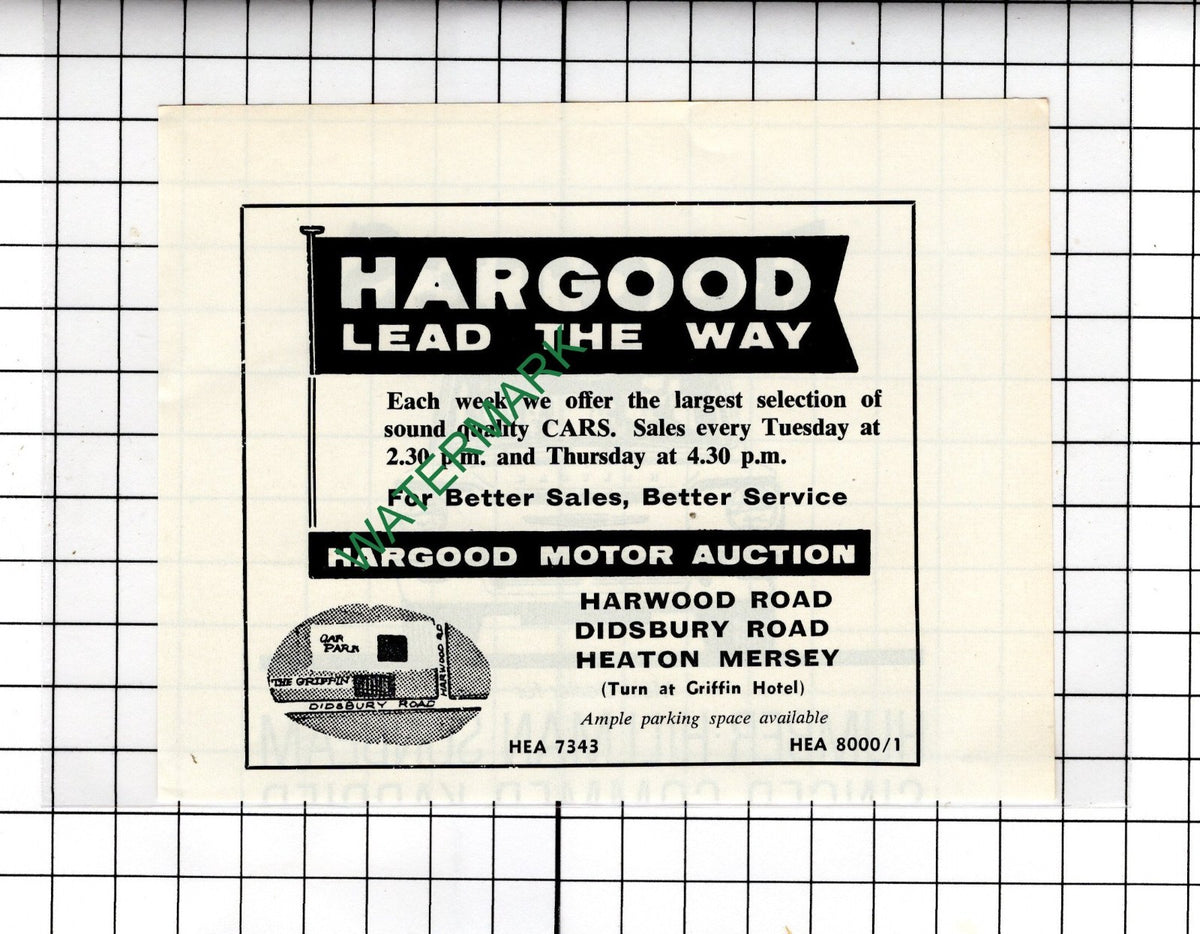 Hargood Motor Auction Heaton Mersey  - 1965 Small Advert