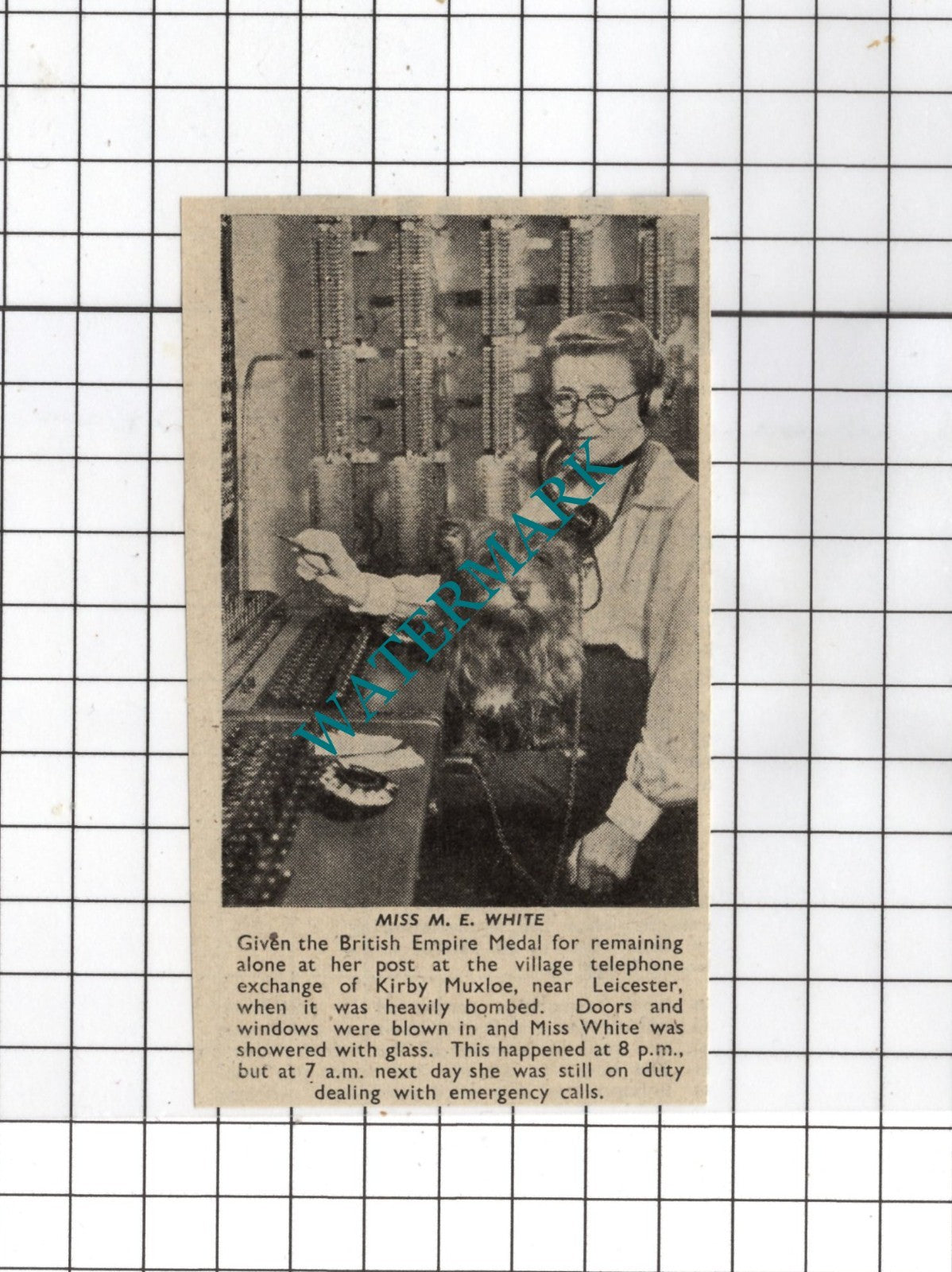 Miss M E White Kirby Muxloe Leicestershire WW2  - 1941 Small News Clipping