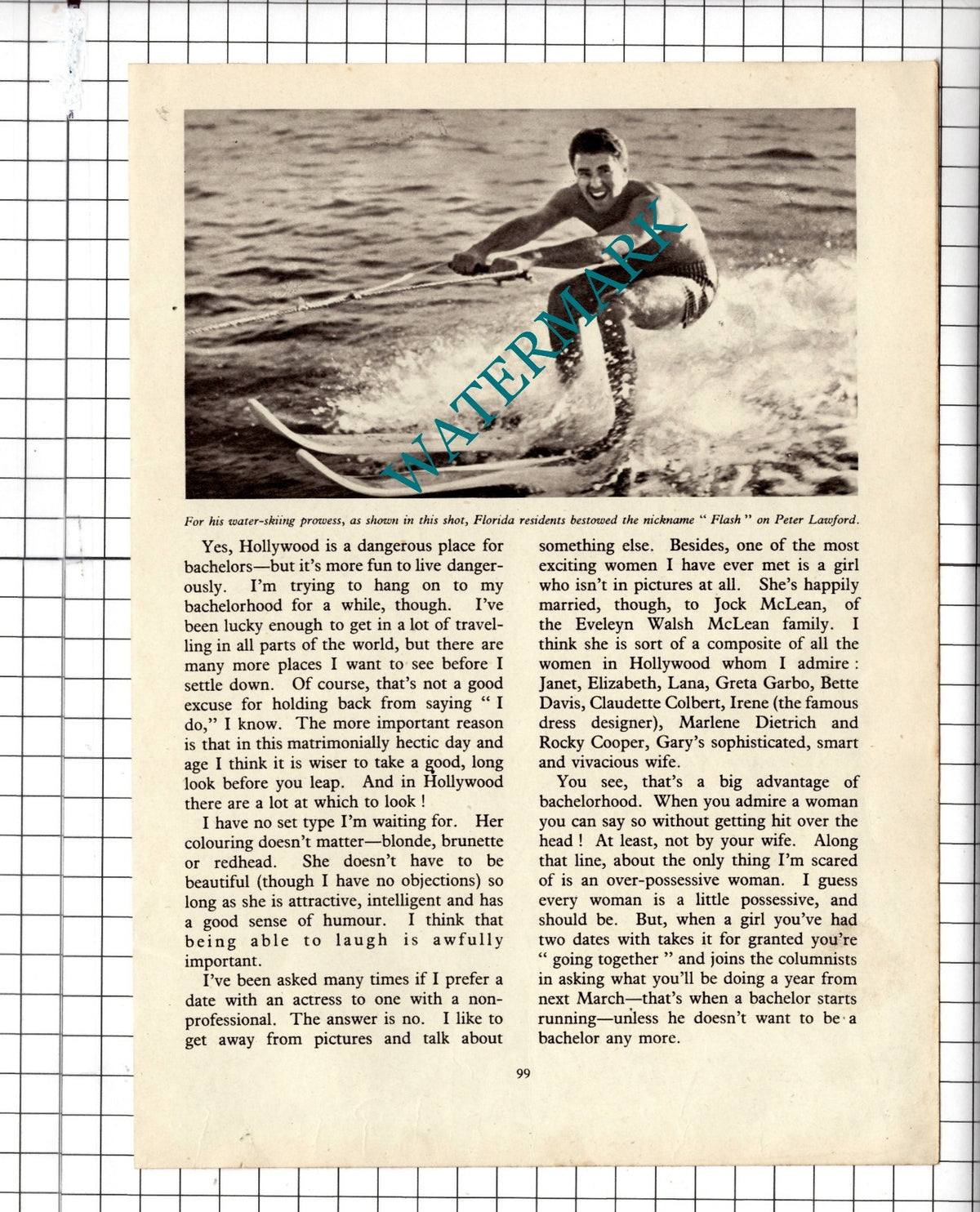 Peter Lawford Actor - c.1948 Article
