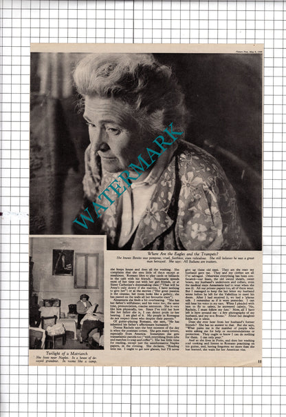 Donna Rachele Mussolini Widow   - 1948 Article