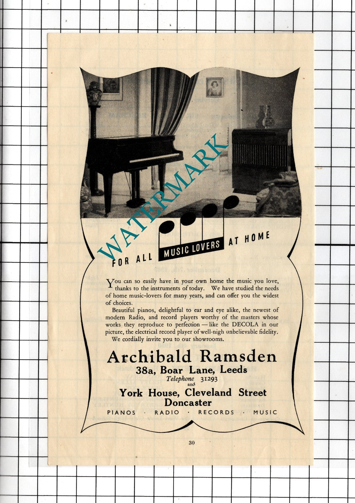 Archibald Ramsden Boar Lane  Leeds  - 1949 Advert