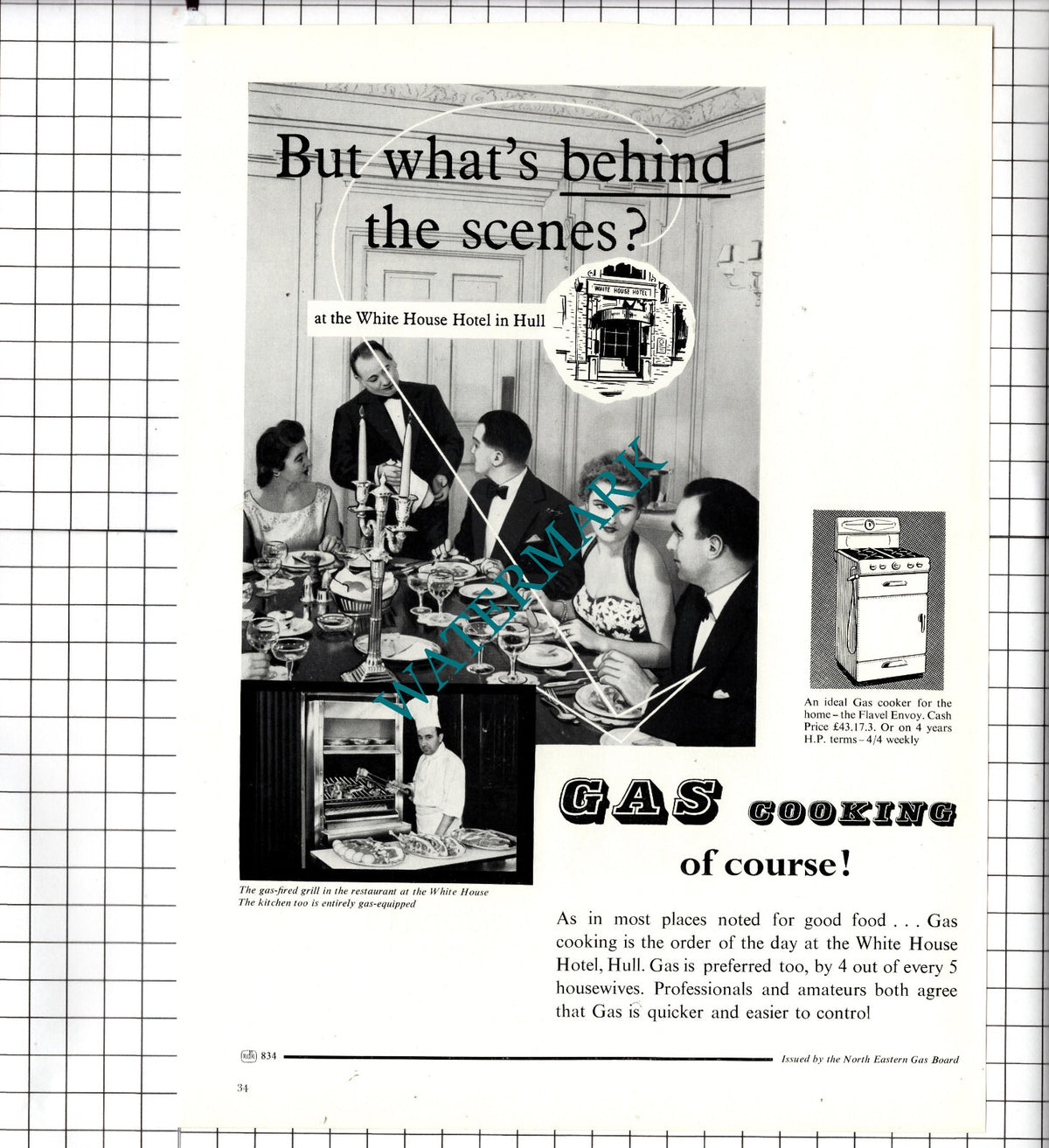 White House Hotel Hull Gas Advert - 1957 Clipping