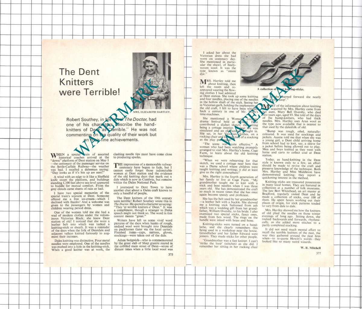 Dent Cumbria Knitters Adam Sedgwick Elizabeth Hartley  Middleton - 1976 Article