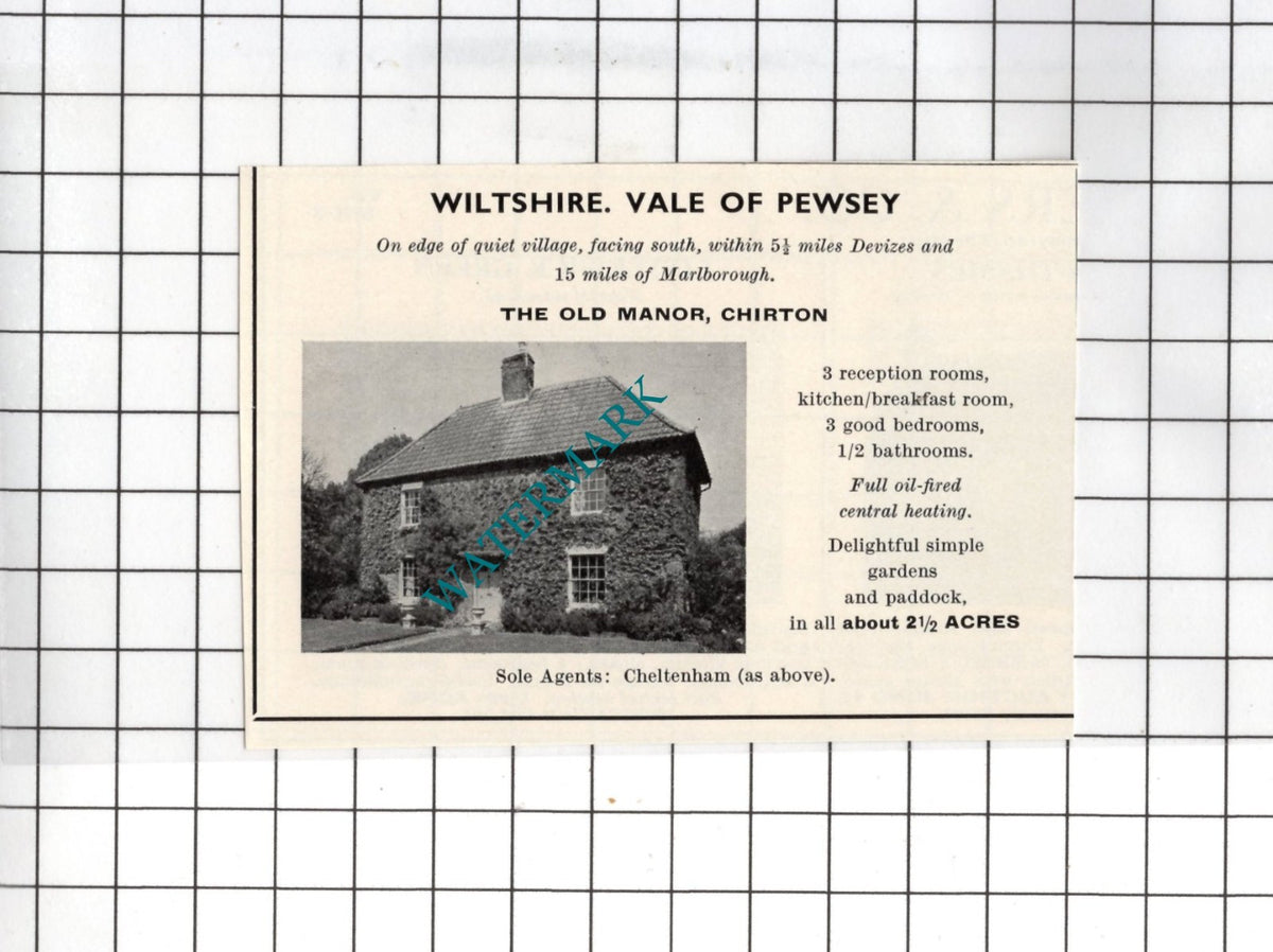 The Old Manor Chirton Wiltshire - 1967 SMALL House Advert