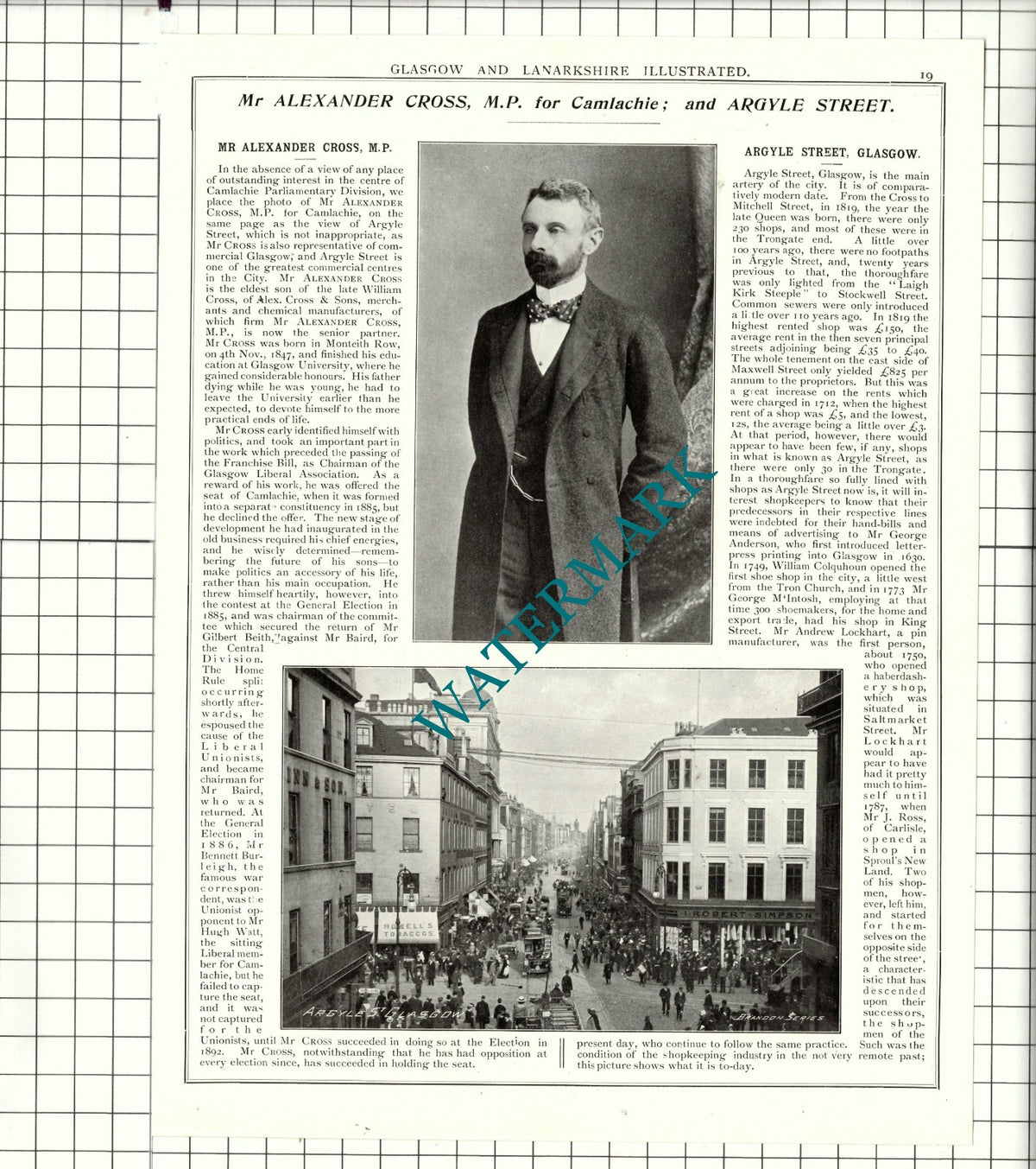 Sir John Stirling-Maxwell MP / Mr Alexander Cross Camlachie MP - 1904 Article