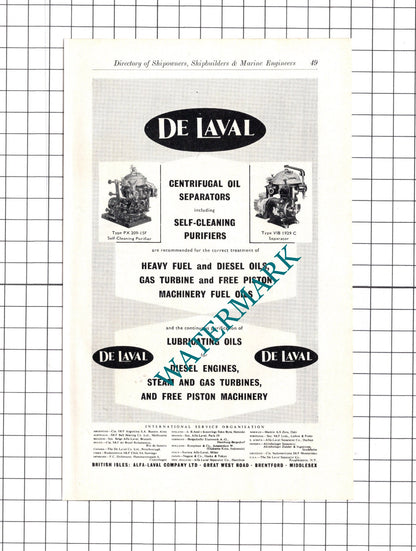 De Laval / The Trent Valve Co Ltd London ADVERT - c.1957 Book Print