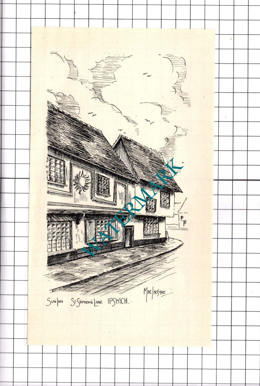 Sun Inn Ipswich Suffolk   - 1940's Book Print