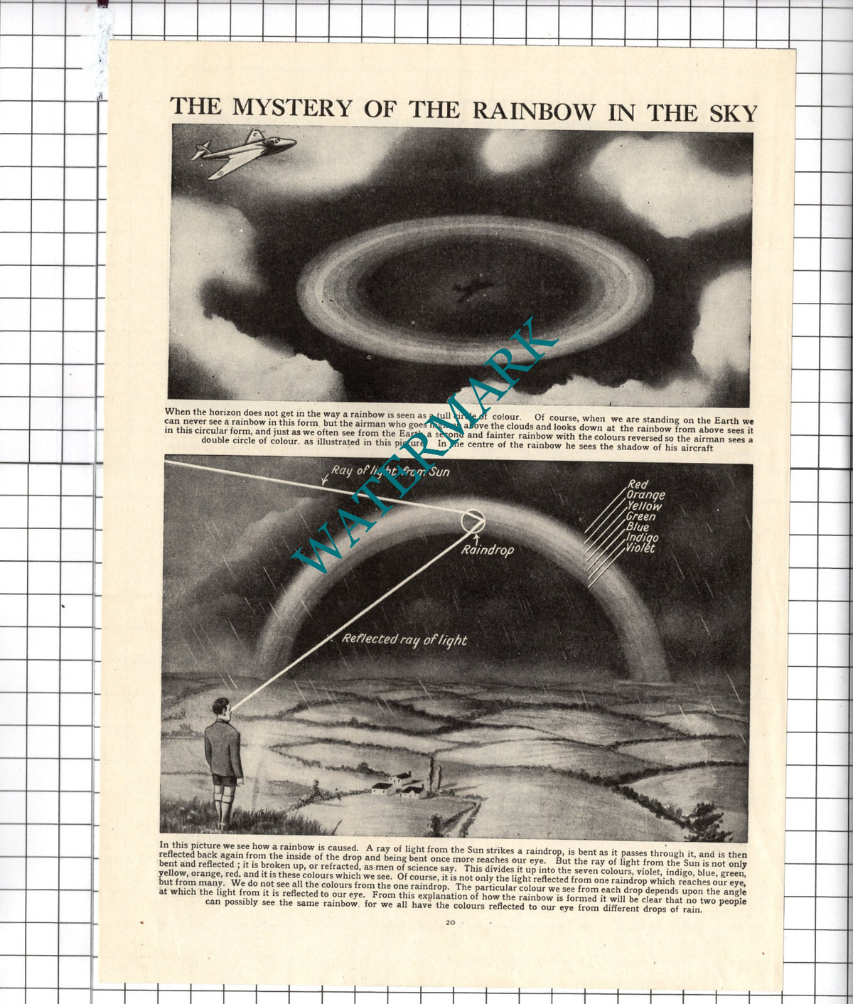 How A Rainbow Is Caused - c.1940's Cutting / Print